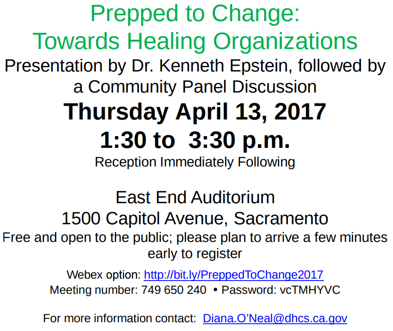 Dr. Kenneth Epstein Presents "Prepped to Change: Towards Healing Organizations"